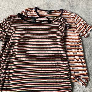 Set Of Two Striped Forever 21 Tshirts